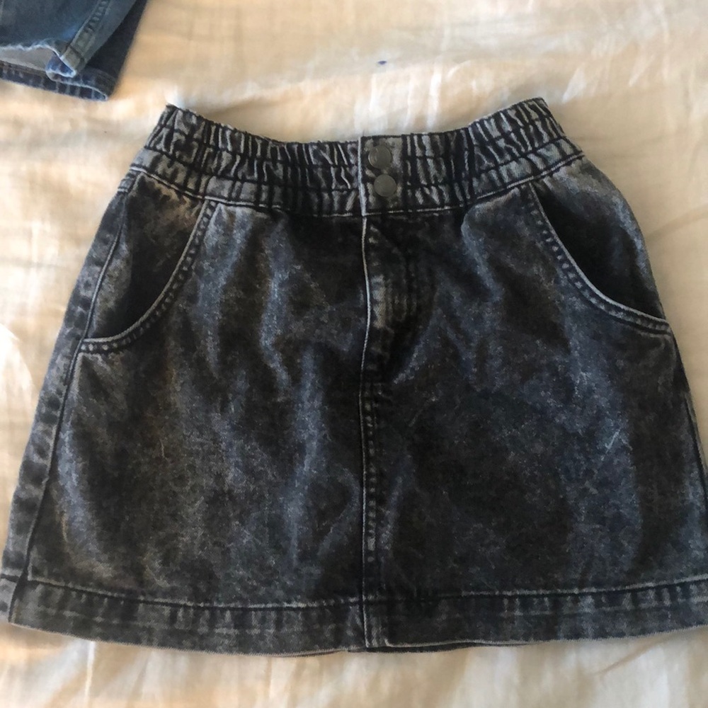 Black denim skirt